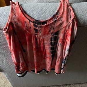 NWOT Daytrip Red and Black Tie-Dye Double Layer Tank from Buckle